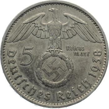 3. Reich 5 Mark 1938 A - Adler über Hakenkreuz